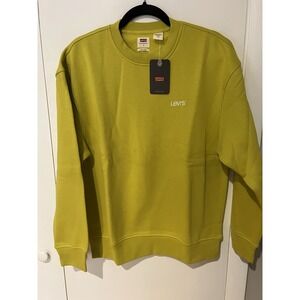 Levi's Logo Crewneck Sweat Shirt Size Men's Small Heavyweight Fleece Lemon Lime